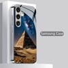 Pyramid Pattern 2D Phone Case for Samsung S26 S25 S24 S23 S22 S21 S20 A56 A36 A16 - Electroplated Glass Protective Cover