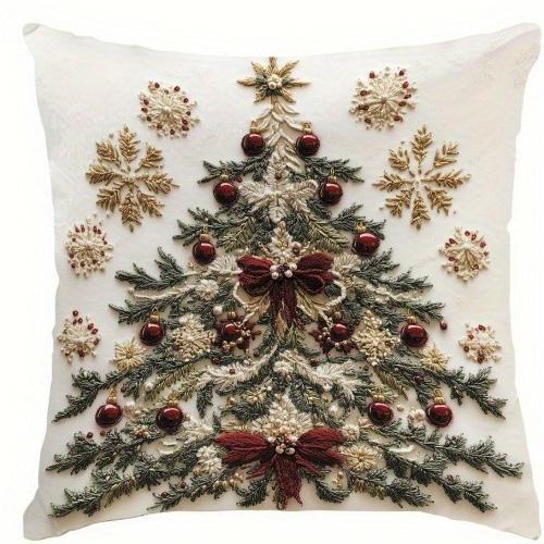 Kissenbezüge mit Weihnachtsmotiv, 2D-Druck: Schneemann-, Weihnachtsmann-, Hirsch- und Baum-Designs! Sofakissenbezug Neujahrs-Heimdekoration 18x18Inch