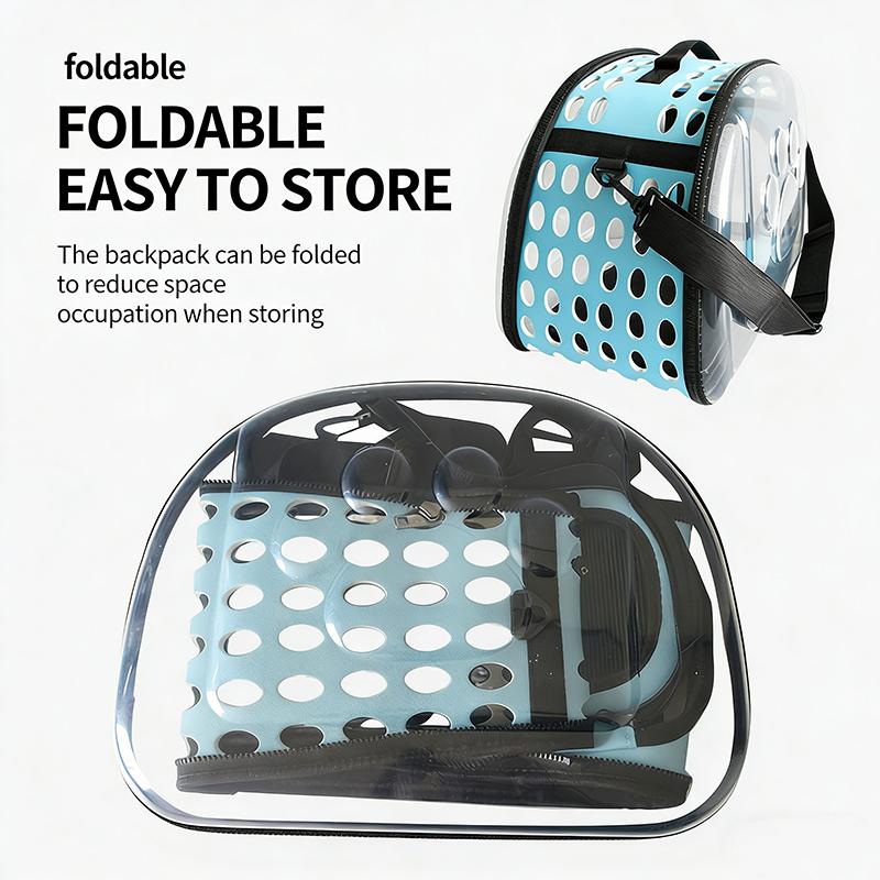 Foldable Transparent Pet Crossbody Bag, Breathable Large Capacity Cat Carrier, Portable Outdoor Travel Backpack for Cats Dogs