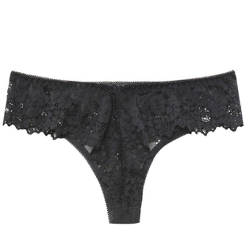 Meet'r Women Sexy Lace Lingerie Temptation Low-waist Panties Embroidery Thong Transparent Hollow Out Underwear Female G String