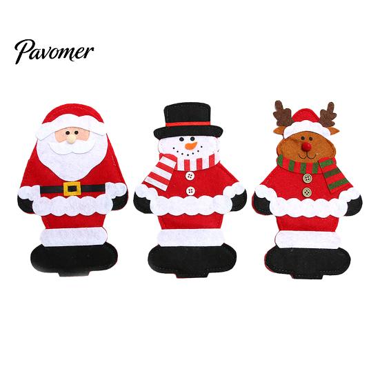 Christmas Tableware Decor Cutlery Holder Pockets, Santa Snowman Reindeer Bags, Pouch for Parties Bags Spoon Knife Fork, Xmas Party Dinner Table