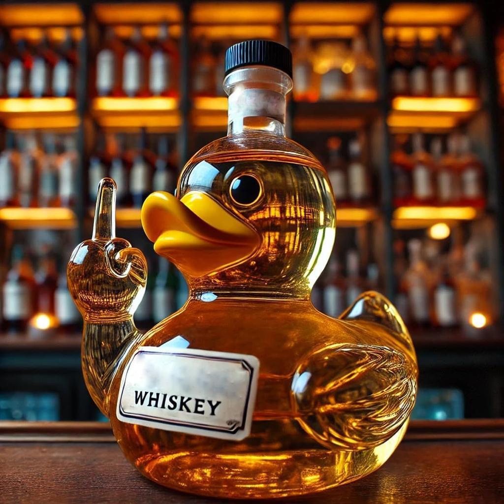 Middle Duck Design Alcohol Bottle -  Creativity Duck Glass Container with Airtight Screw Cap, Unique Gift for Men