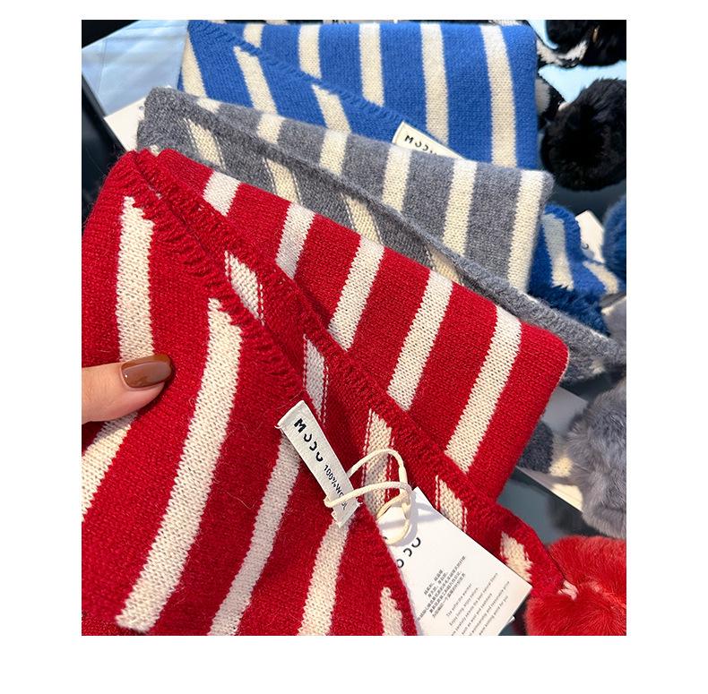 Châle Écharpe Rayé Rouge Fait Main 100% Laine avec Pompon Amovible – Polyvalent et Chaud pour Noël 2025