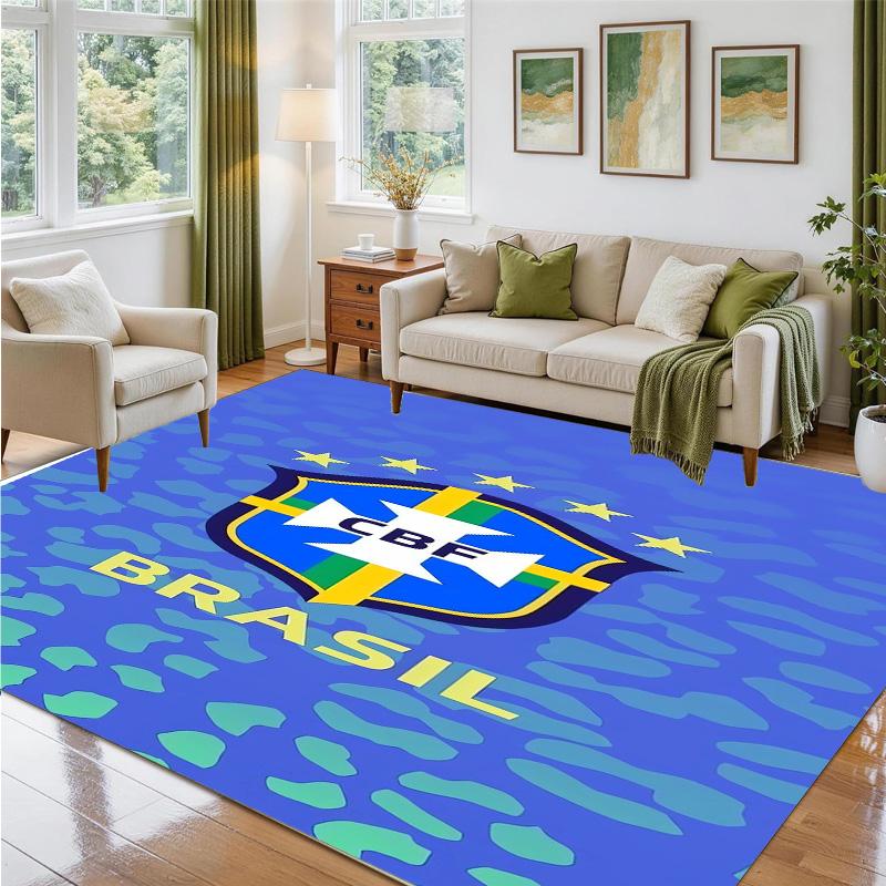 Brazil national football team Design Crystal Velvet Rug Soft Decorative Mat for Bedroom Entrance