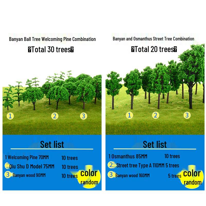 40 Pcs Yellow-Green Model Trees for Sandbox Training