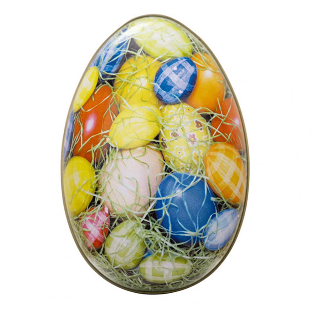 Happy Easter Treat Box Egg Shape Candy Box Funny Bunny Chicken Pattern Iron Art Biscuit Cookie Box Easter Decoration 2025