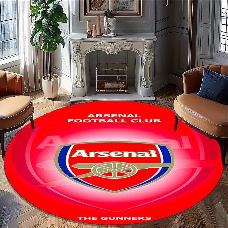 1pc A-Arsenal Carpet, Round Rug, Comfortable, Suitable for Entryways, Living Rooms, Office, And Bedrooms, Christmas Decoration