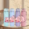 1PC Sleep Pink Pig Simple Cartoon Print 750ml Color Plastic Sports Water Bottle Leakproof Flip Straw Lid Suitable for Sports Office Home Use