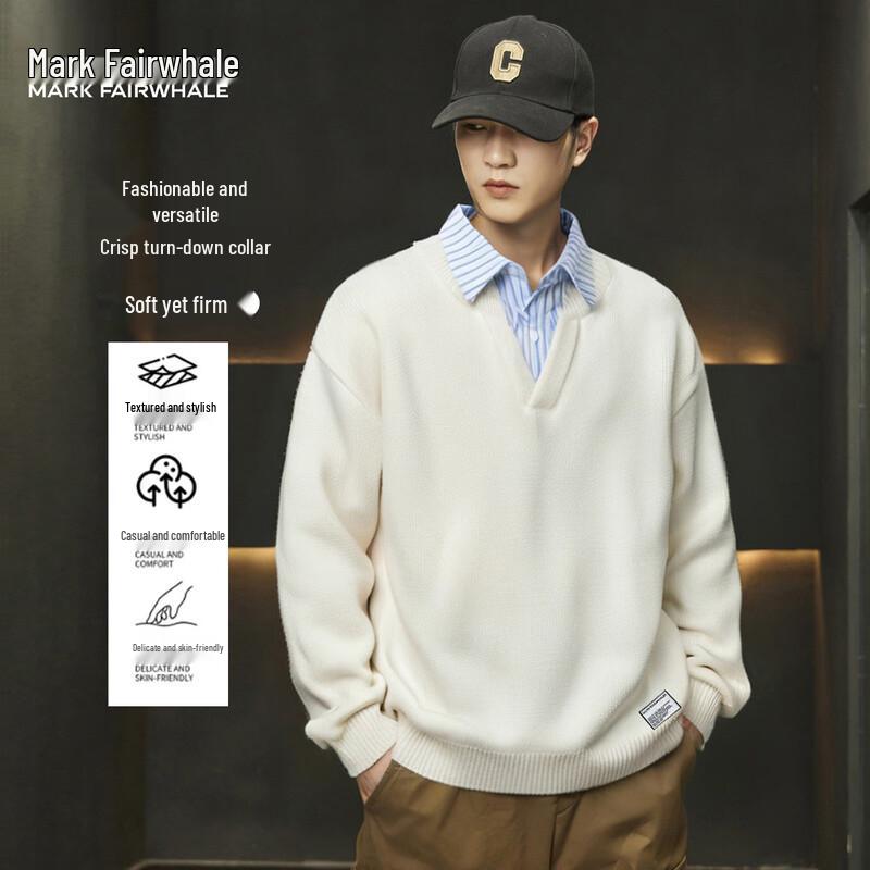 

Mark Fairwhale Men s Faux Two-Piece Color Block Pullover Sweater 2XL