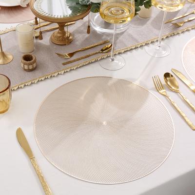 6 Adet Yuvarlak Altın Masa Örtüsü 38cm PVC Isıya Dayanıklı Su Geçirmez Yıkanabilir Kaymaz Yemek Masası Altlığı Ev Mutfak Restoran Ziyafet İçin