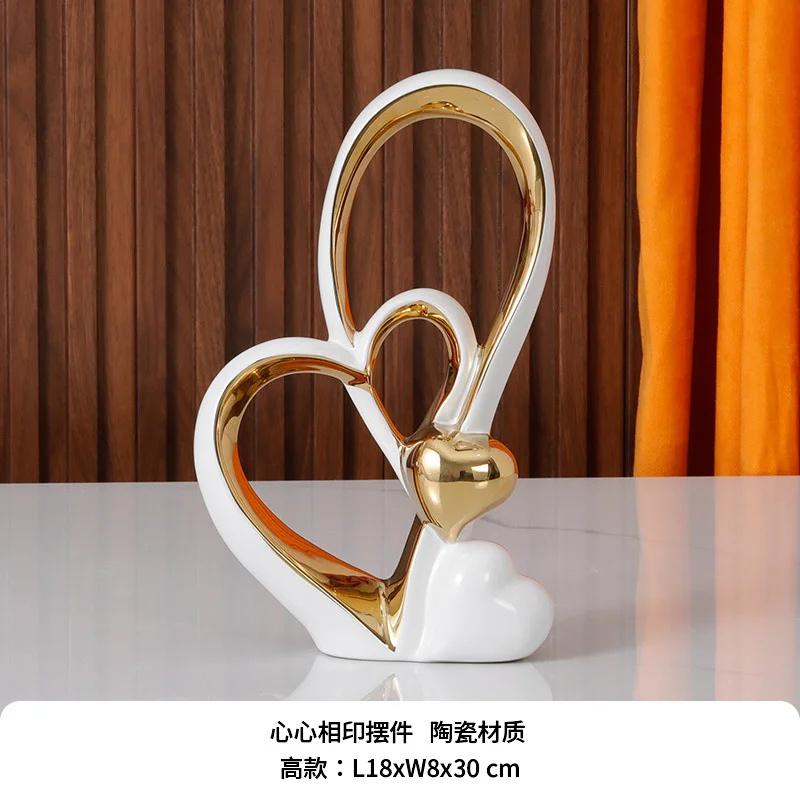 Sculpture décorative d'ambiance romantique nordique en céramique, connexion amoureuse, lumière, luxe, combinaison, décoration pour la maison, la Saint-Valentin