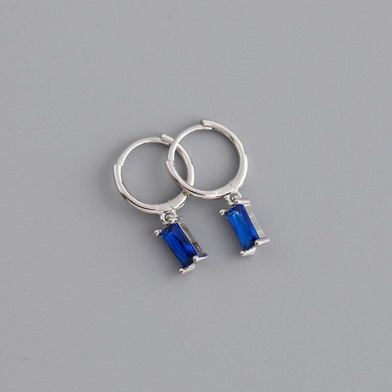925 Sterling Silver Green Crystal Square Stud Earrings For Women Engagement Party Elegant  Jewelry Prevent Allergy Eh262