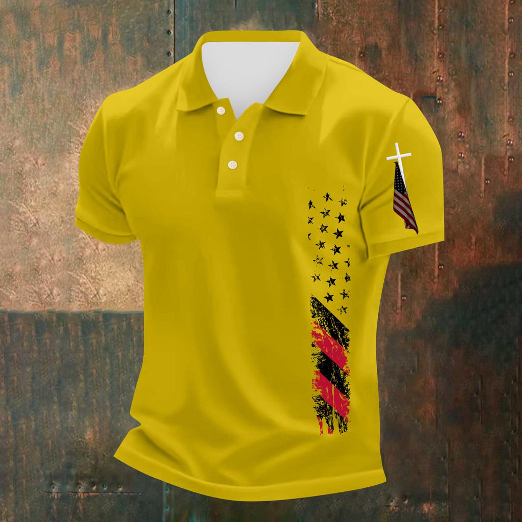 Men's Casual Independence Day Printed Neck Short Sleeve T-Shirt