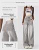 Women's Gray Corrugated Wide-Leg Jeans - 2024 Autumn Lazy Street Style