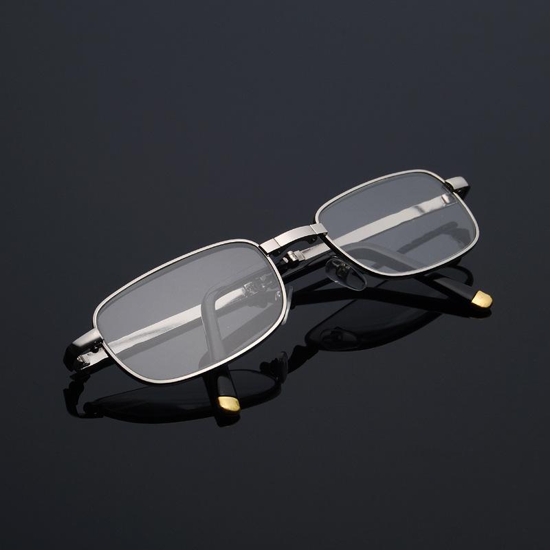 Reading Glasses Women Men Fold Portable Metal Frame Crystal Glass Square Vintage Anti-Scratch Ultralight Eyeglasses