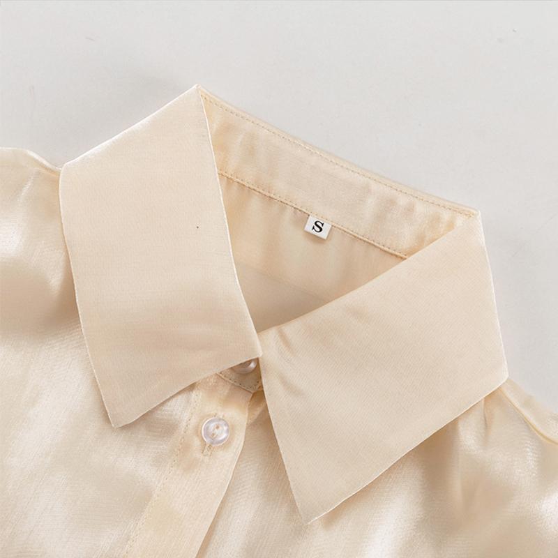 Fashion Loose Beige Shirt Women's Casual Sun Protection Solid Button Outwear Shirt Long Sleeve Top Thin See Through Shirt