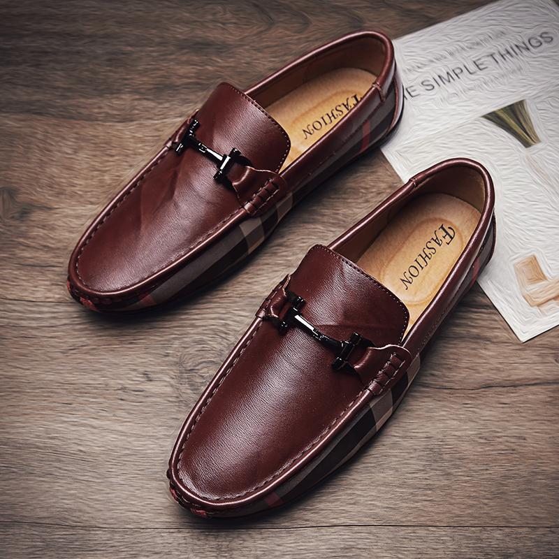 

2024 новый тренд моды на лоферы, классическая повседневная обувь, мужские лоферы, дышащая повседневная модная кожаная обувь 46 коричневый