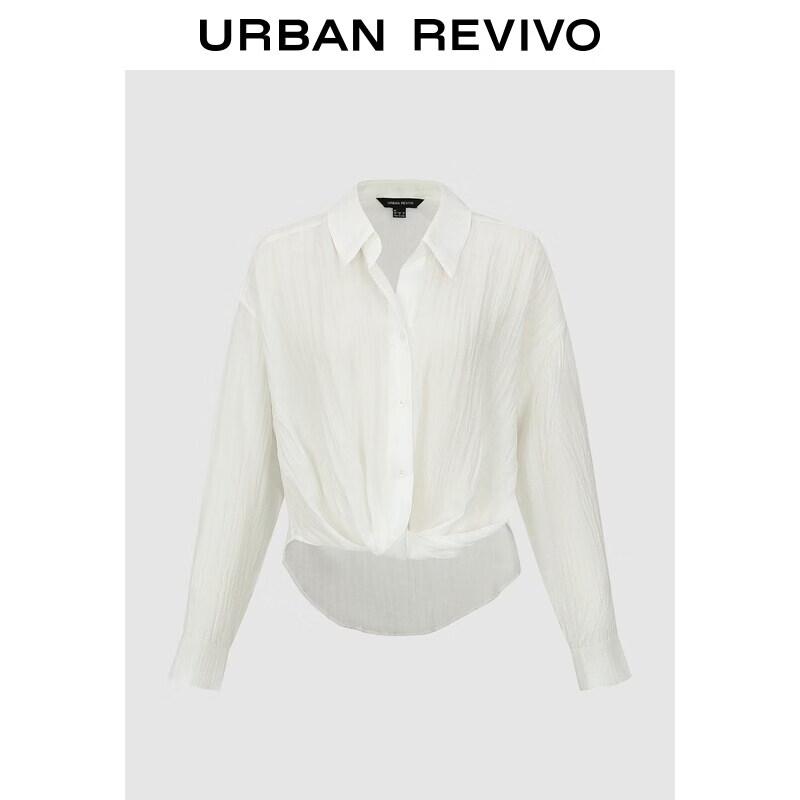UR2026 Women s Textured Pleated Long Sleeve Blouse Shirt L
