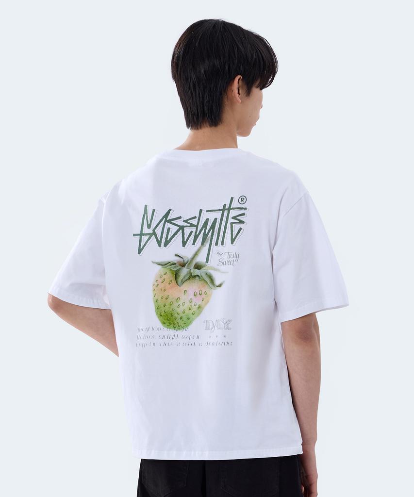 Yosemiti Strawberry Digital Print Short Sleeve T-Shirt White Yt-3Y25