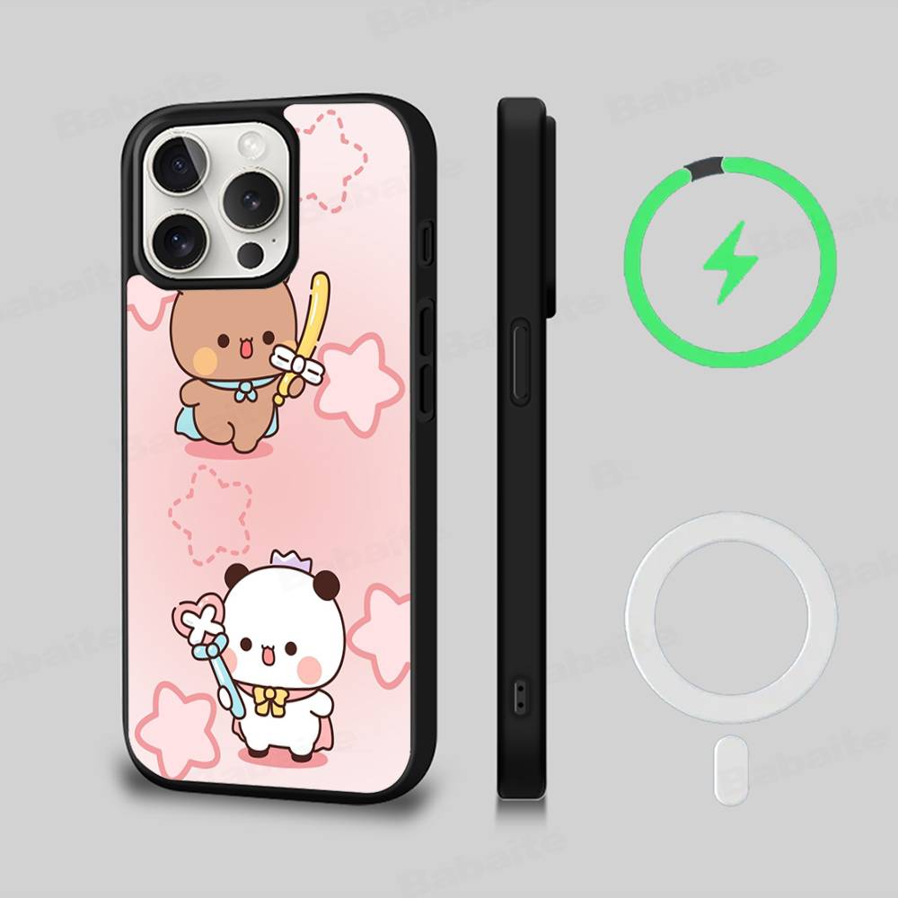 BuBu And DuDu Black For Magsafe Magnetic Phone Case For IPhone 16 15 17 Pro Max 11 12 13 14 Plus Cover