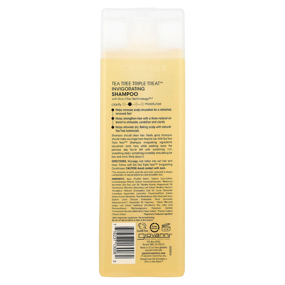 Giovanni Tea Tree Triple Treat Invigorating Shampoo for All Hair Types 250ml (8.5 Fl Oz)