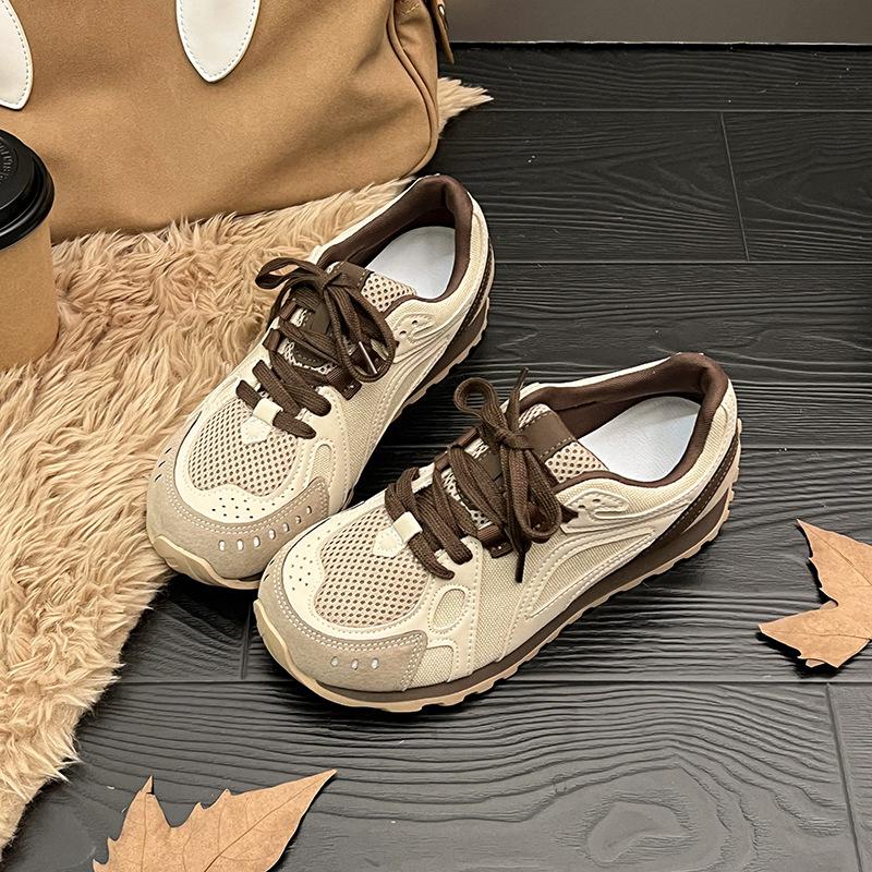 

Niche retro mesh breathable Forrest Gump shoes women s 2025 autumn and winter new versatile single shoes show small sports shoes 40 хаки