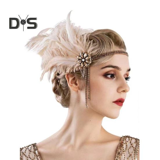 Sada šperků 20. léta Čelenka Rukavice Náušnice Set Třpytivé náušnice Pokrývka hlavy se sekvinami Korálky Doplňky pro hraní rolí