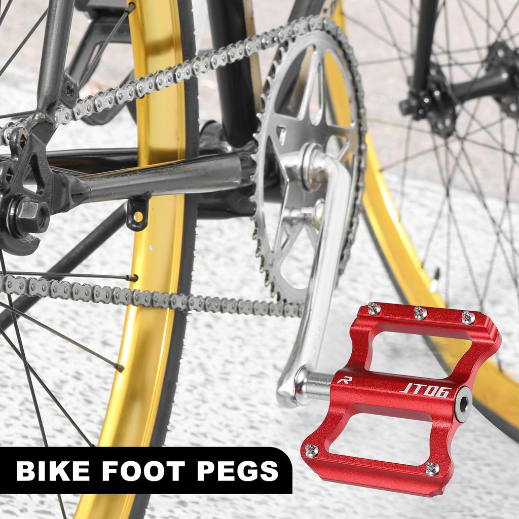 X AUTOHAUX Aluminum Alloy Rear Foot Flat Universal Compatible with 1 Pair Pegs, Pedals, Footrests, Replacement, Red, 9/16" Axles, BMX, MTB, Bikes,