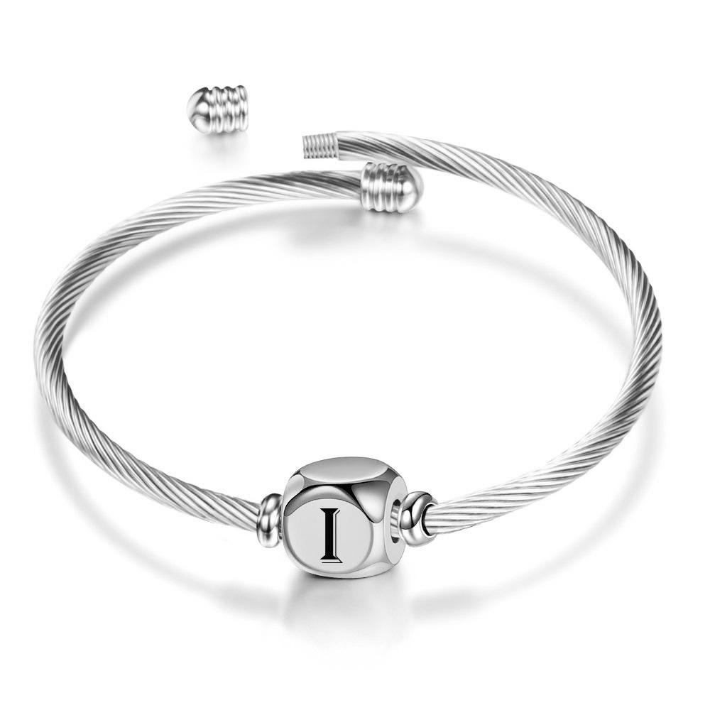 Simple Titanium Steel Open Sliding Bracelet 26 Letters All-Match Girlfriends Diy Bracelet for Women