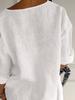 Fashionable Women's Casual Button-Up Shirt, Loose Fit, Perfect for Casual Wear or Vacation | Decorative Button Design Cotton and Linen Shirt
