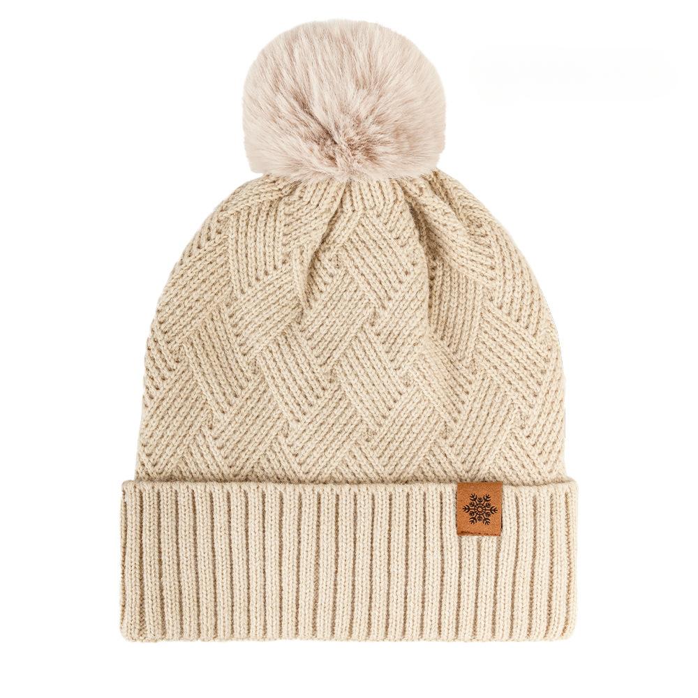 Women's Three Sizes To Choose From: Knitted Hat, Scarf, Glove, Women's Autumn and Winter Outdoor Warm Double Layer Knitted Hat