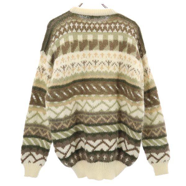 Mohair Blend Long sleeve knit Brown sweater Men's Used