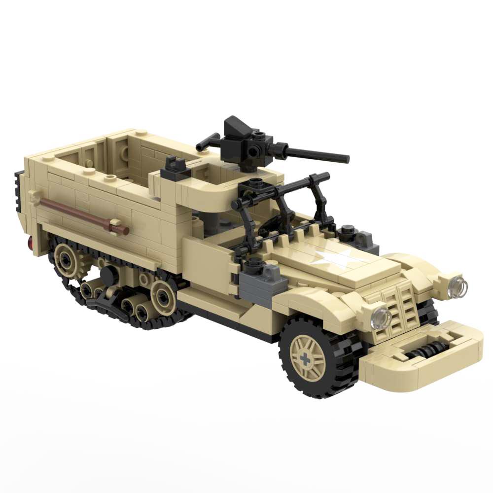 M3A1 Half Track Armored Personnel Carrier US Army Military Weapons Building Block Assembly Set Compatible with Brands