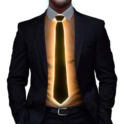 [PIENSE] Light-Up LED Tie, EL Luminous, Flashing/Steady, Party/Event Novelty Item (Orange)