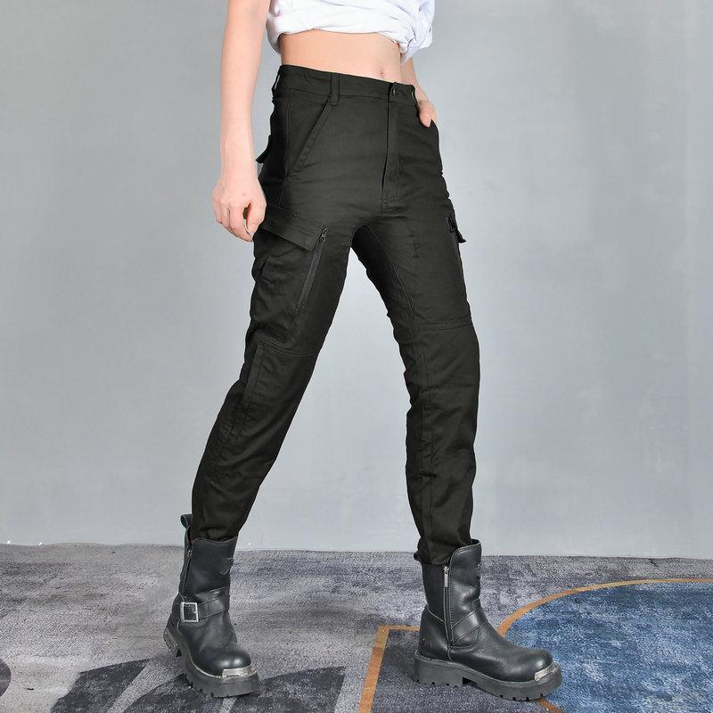 Motorcycle Four-season Anti-drop Riding Pants, Retro Casual Breathable High-waisted Female Knight Locomotive Anti-drop Pants