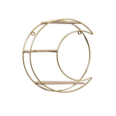 Creative Iron Decorative Wall Shelf Gold Nordic Style Wall Storage Rack Space Saving No Punching Wall Decoration Living Room