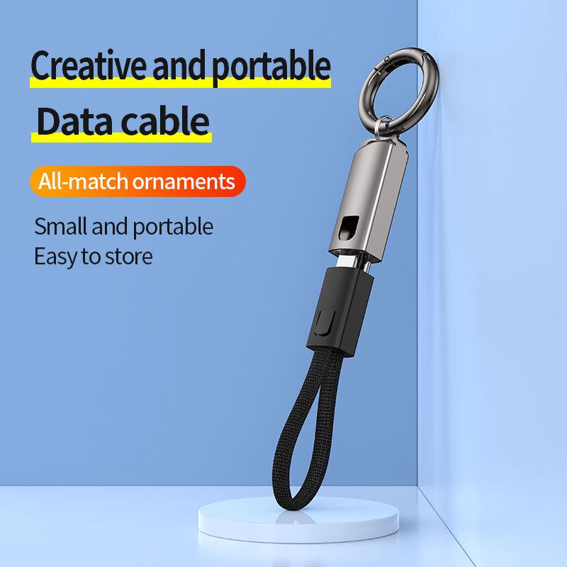 Zinc Alloy PD60W Fast Charging Data Cable Keychain for Apple iPhone/Huawei with Portable Lanyard