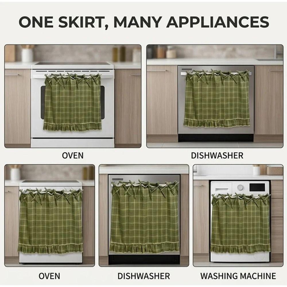 Ruffle Trim Oven Door Curtain Handmade Oven Cover Effortless Install Oven Skirt Rustic Kitchen
