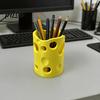Talos 3D Printed Cheese Pen Holder, Large Capacity Desktop Organizer with Smooth Edges And Removable Dividers, Stationery Storage Box for Pens Pencils