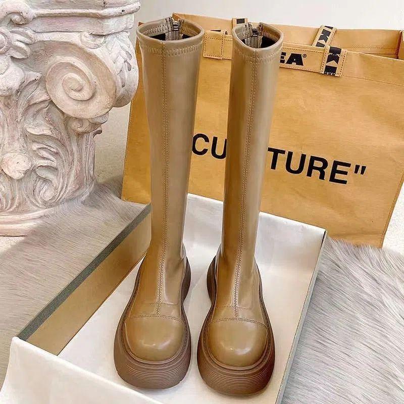 Small long boots women's 2025 new spring and autumn thin thick legs thick soles niche high-heeled knight boots