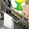Stainless Steel Kitchen Sink Storage Rack Space Saving Built-in Sponge Rack And Drainage Basket For Kitchen Cleaning And Storage