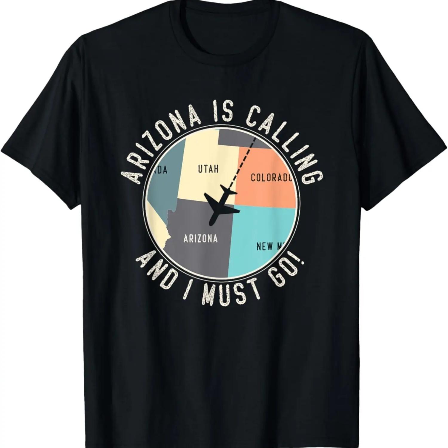 Arizona Is Calling And I Must Go Arizona Map T-Shirt S чёрный