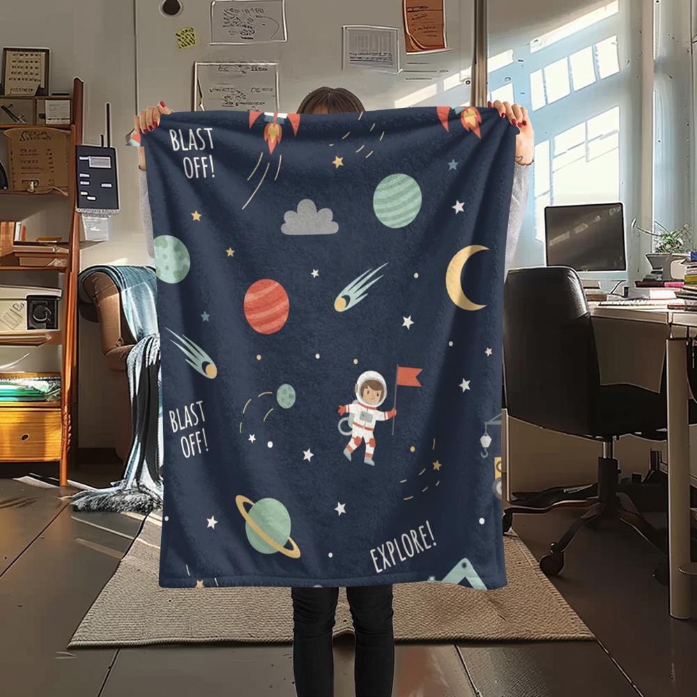1Pc Cute Nordic Style Print Flannel Blanket, High quality Comfortable for All Seasons, Home Decor, Warmth and Comfort, Perfect for Christmas Gifts W24
