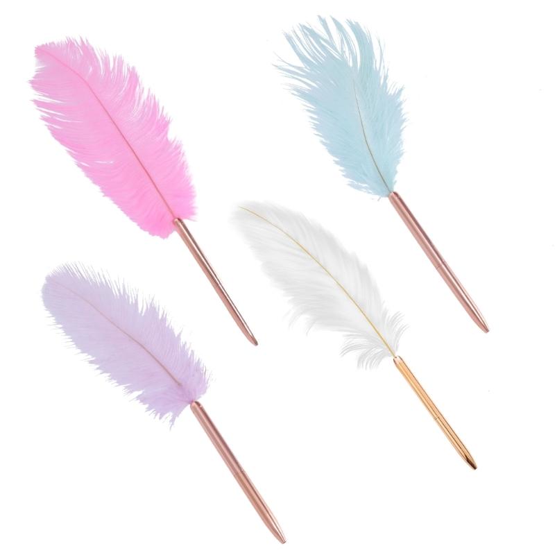4pcs Black Ink Ballpoint Pen Feather Pen Wedding Signing Pen Smooth Writing Pen Stationery Pen School Supplies 1