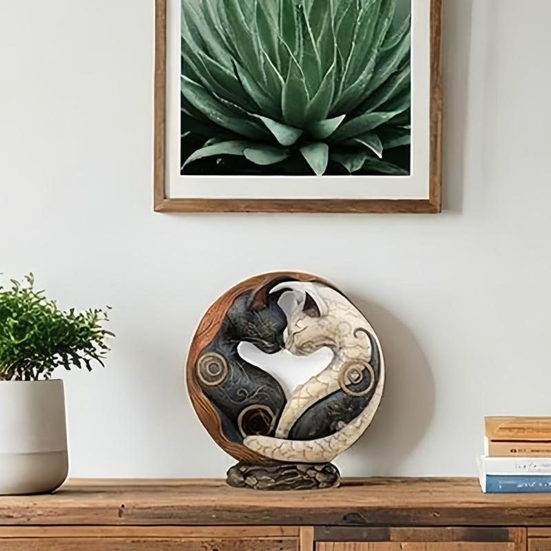 Black and white contrast art desktop decor, unique resin statue desktop decoration, suitable for home office decoration, A0KF