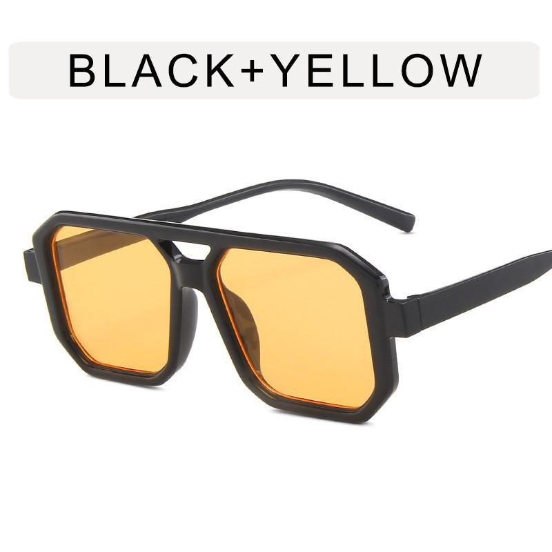 Vintage Sunglasses Women Men Square Big Frame Sun Glasses Female Brand Designer Retro Shades Fashion Double Beams