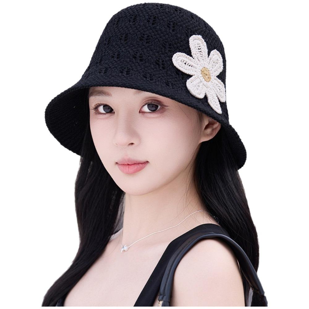 3D Flower Embroidered Fisherman Hat Foldable Straw Hat Fashion Bucket Hat  Outdoor