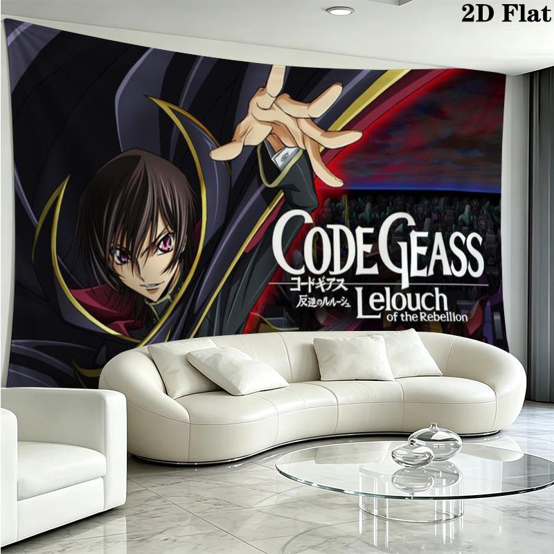 Code Geass Full Characters Group Anime Tapestry, Starry Blue Background Wall Hanging for Anime Fans
