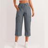 Women's Fashionable Drawstring With Flip Pocket Solid Color Captcha Pants Work Pants