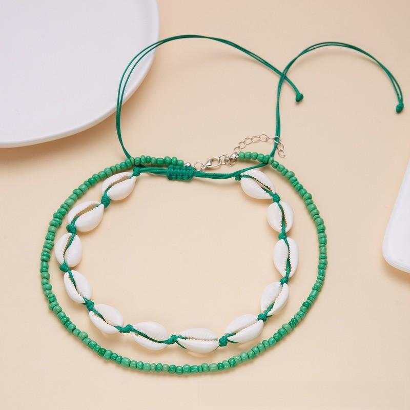 

Beach Jewelry Shell Pendant Necklace With Bead Chain For Summer Casuals Style J